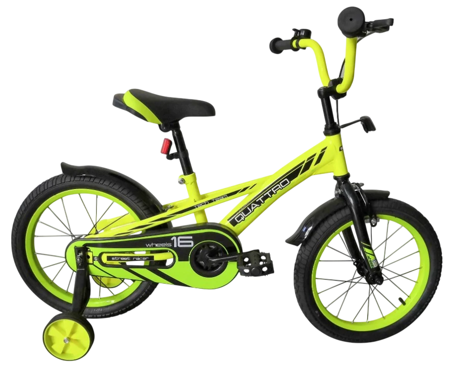 картинка Детский велосипед Tech Team Quattro 14" (зеленый неон) | велосалон Драйв г. Липецк